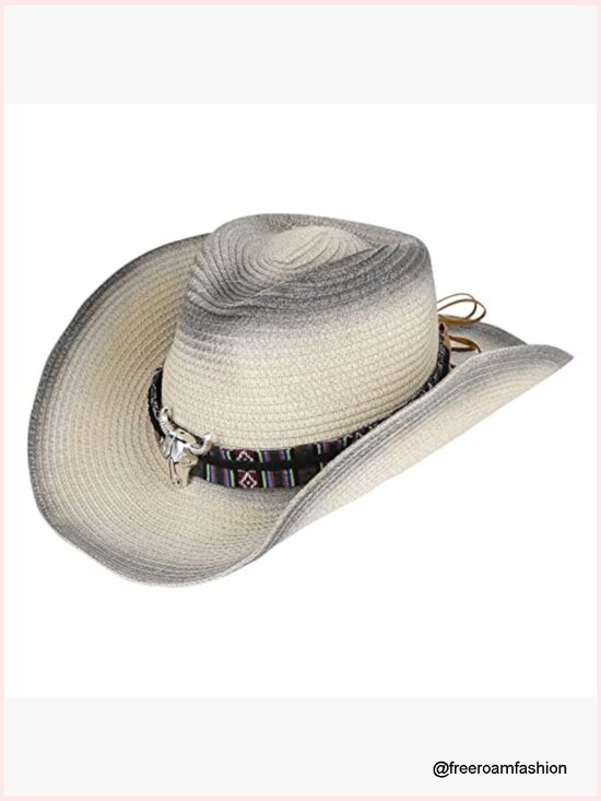 Straw Cowboy Hat with Chin Strap, Adjustable Brim, Unisex main image 5